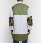 Junya Watanabe - Oversized Panelled Striped Cotton and Camouflage-Print Ripstop Parka - Men - White