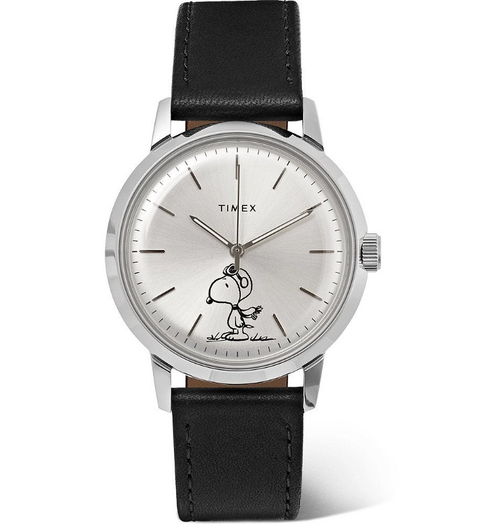 Photo: Timex - Peanuts Marlin Automatic Stainless Steel and Leather Watch - Silver