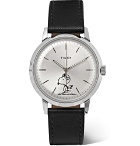 Timex - Peanuts Marlin Automatic Stainless Steel and Leather Watch - Silver