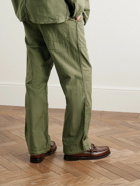 Needles - Straight-Leg Logo-Embroidered Cotton Drawstring Trousers - Green