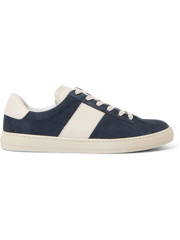 Photo: PAUL SMITH - Hansen Leather-Trimmed Suede Sneakers - Blue - 6