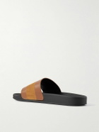 Frescobol Carioca - Humberto Debossed Leather and Suede Slides - Brown