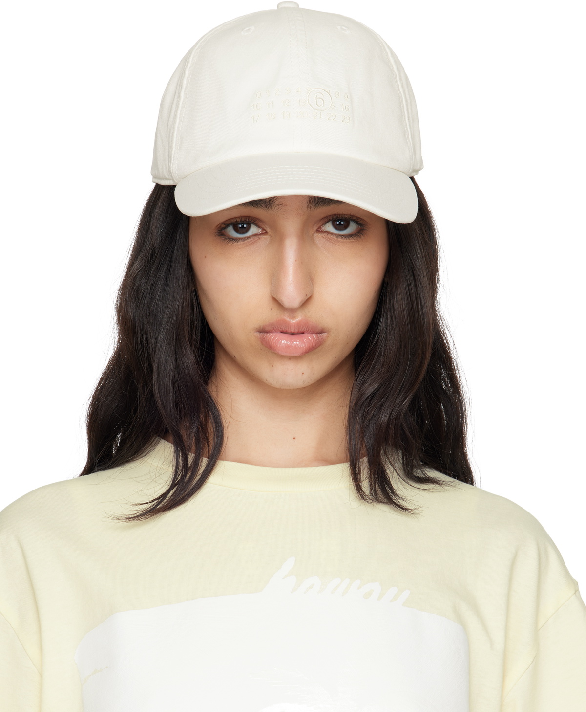 MM6 Maison Margiela White 6 Logo Cap MM6 Maison Margiela