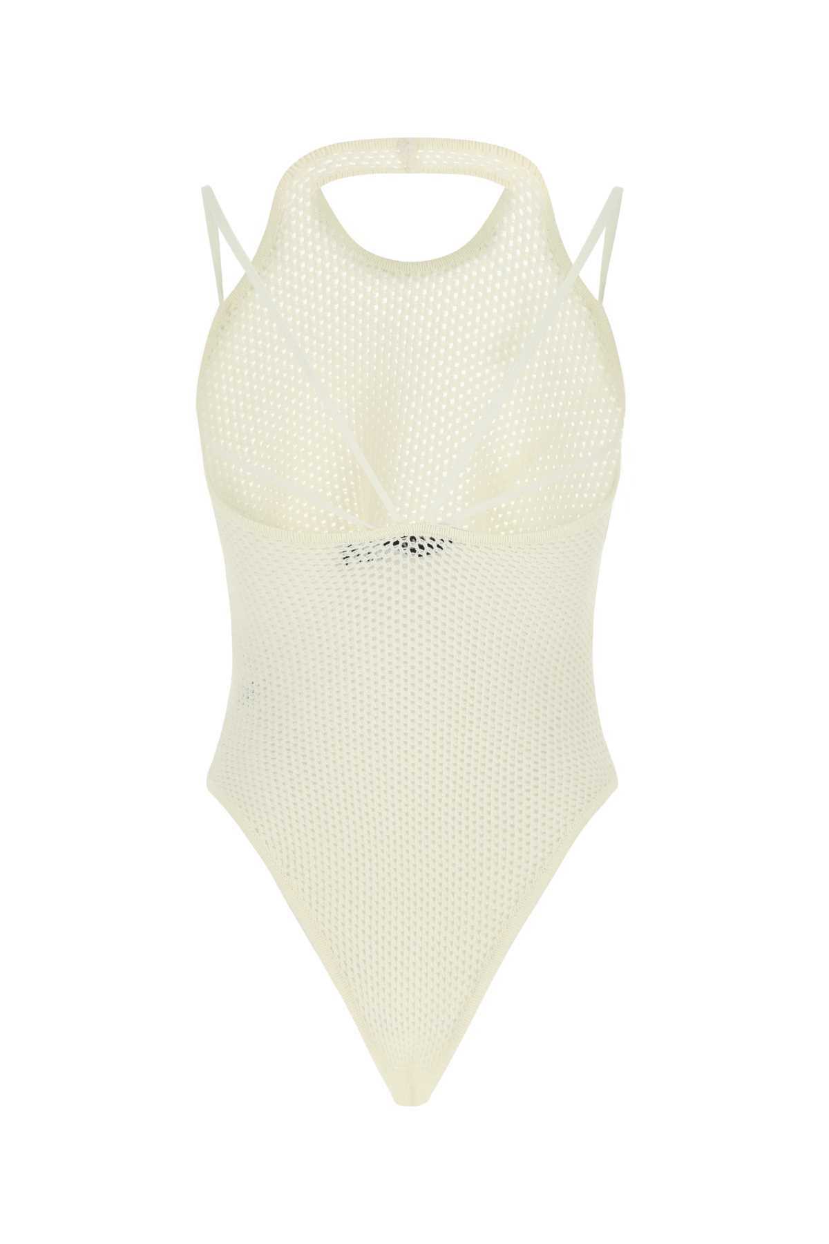 ANDREĀDAMO Ivory Stretch Viscose Blend Bodysuit