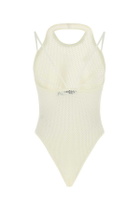 ANDREĀDAMO Ivory Stretch Viscose Blend Bodysuit