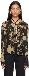 ioannes Black & Brown Ruffle Shirt