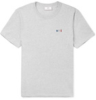 AMI - Logo-Embroidered Mélange Cotton-Jersey T-Shirt - Men - Gray