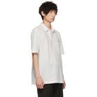 Issey Miyake Men White and Black Shrink Striped Shirt