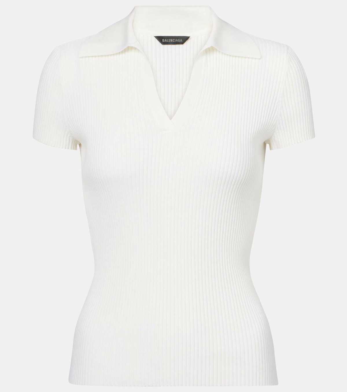 Balenciaga Ribbed-knit wool-blend polo sweater