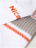 Rostersox - Metallic Striped Ribbed Cotton-Blend Socks
