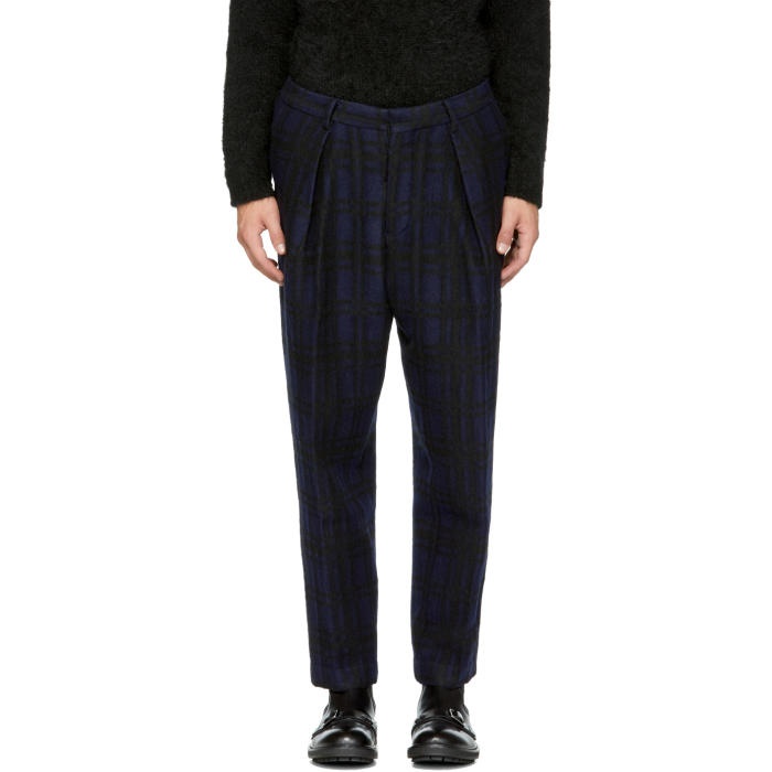 Photo: Tomorrowland Blue Check Tuck Wide Trousers