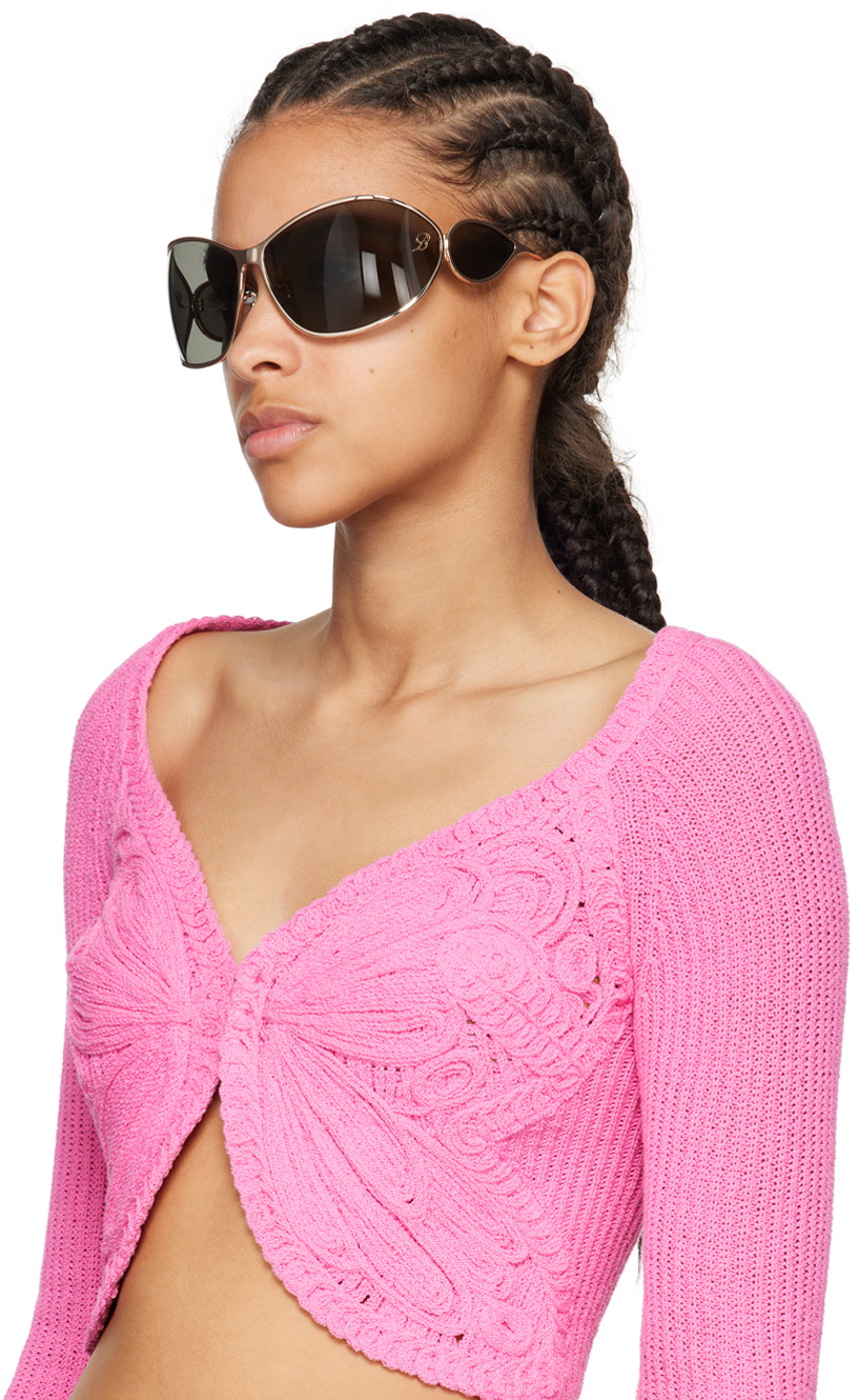 Blumarine Gold Wraparound Sunglasses