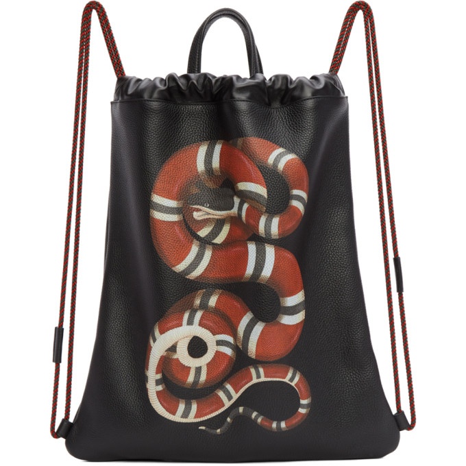 Photo: Gucci Black Snake Drawstring Backpack