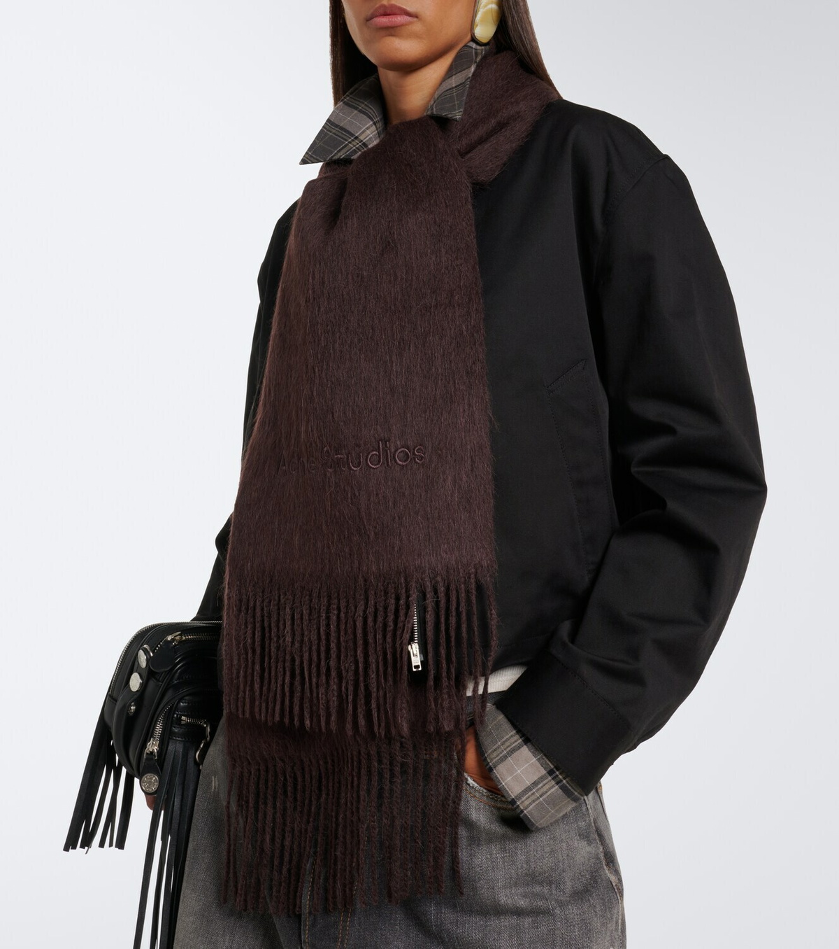 Acne Studios Fringed alpaca and wool scarf