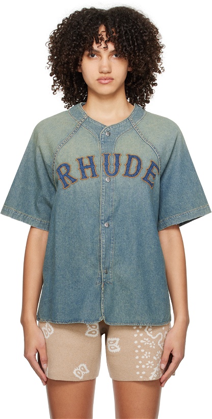 Photo: Rhude Indigo Faded Denim Shirt