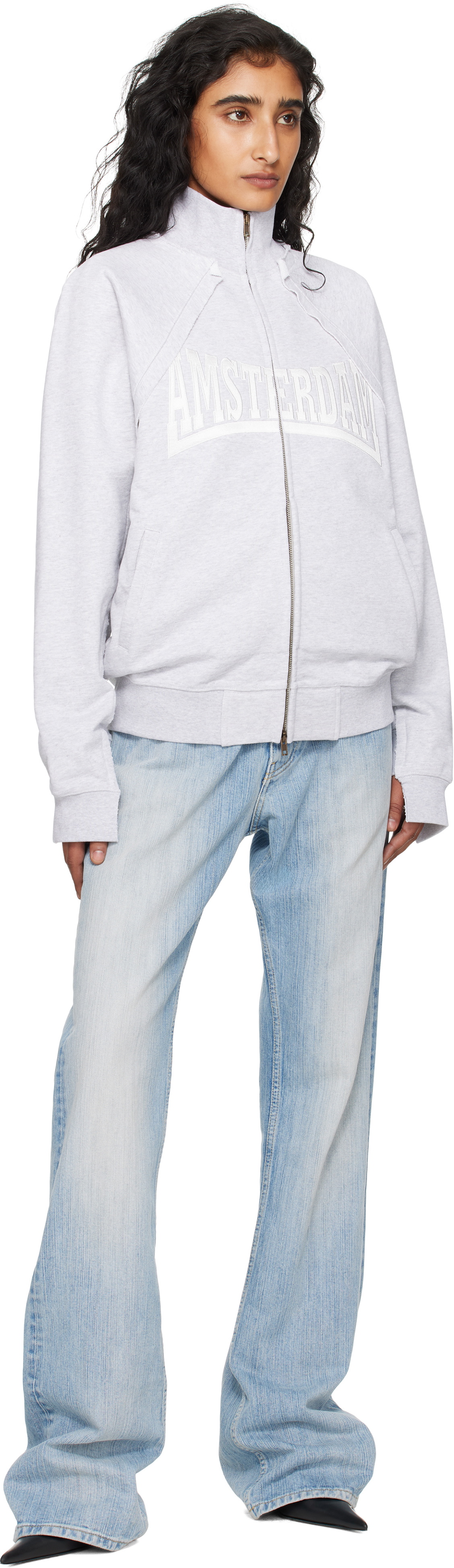 VETEMENTS Gray Patched Zip-Up Jacket