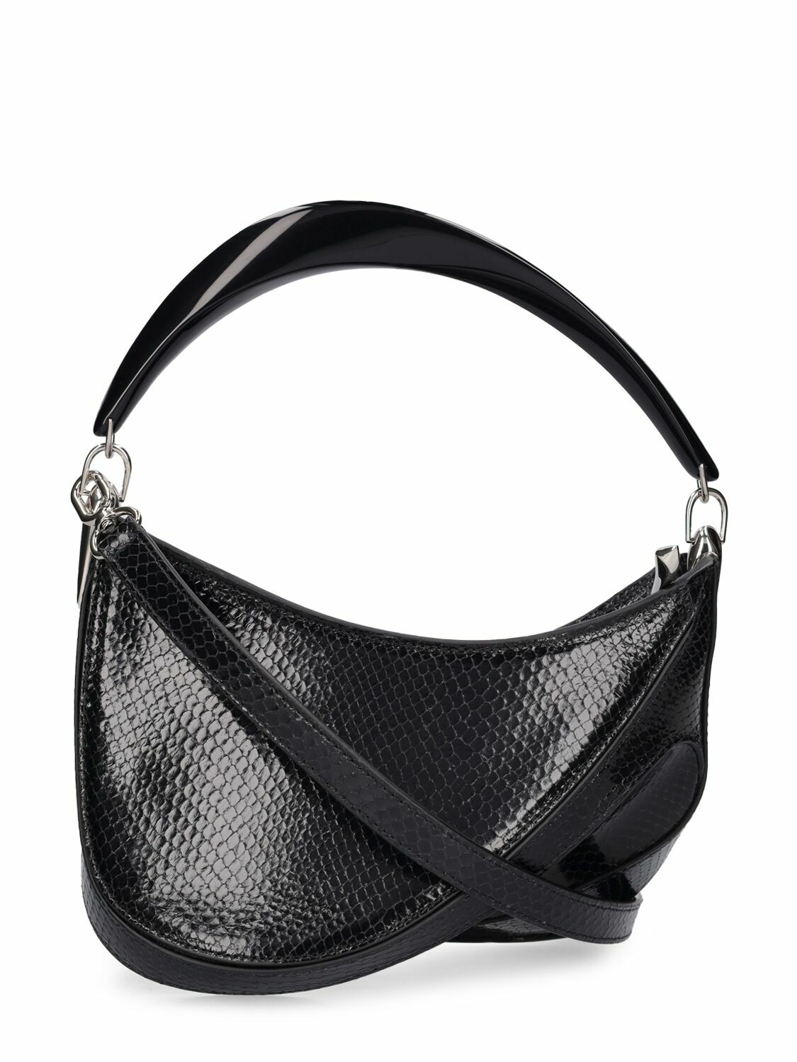 MUGLER - Mini Spiral Curve Leather Top Handle Bag