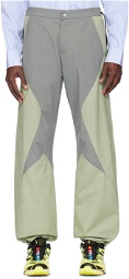 _J.L - A.L_ Gray & Green Paneled Track Pants
