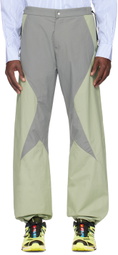 _J.L - A.L_ Gray & Green Paneled Track Pants