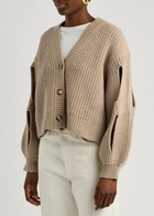 Nanushka Karolin Ribbed Wool-blend Cardigan Ecru