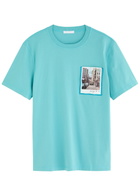 Helmut Lang Postcard Printed Cotton T-shirt Teal