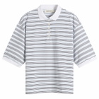 Róhe Women's Rohe Striped oversized polo in White/Blue Multi Stripe