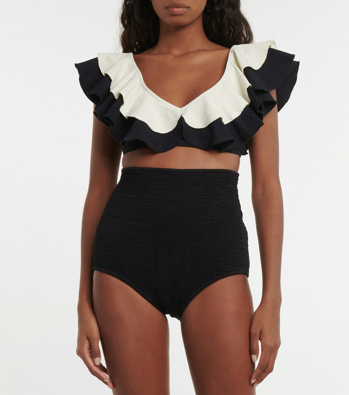 Giambattista Valli puff-sleeve swimsuit - Black