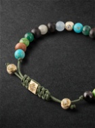 Shamballa Jewels - Gold, Multi-Stone and Cord Bracelet - Green