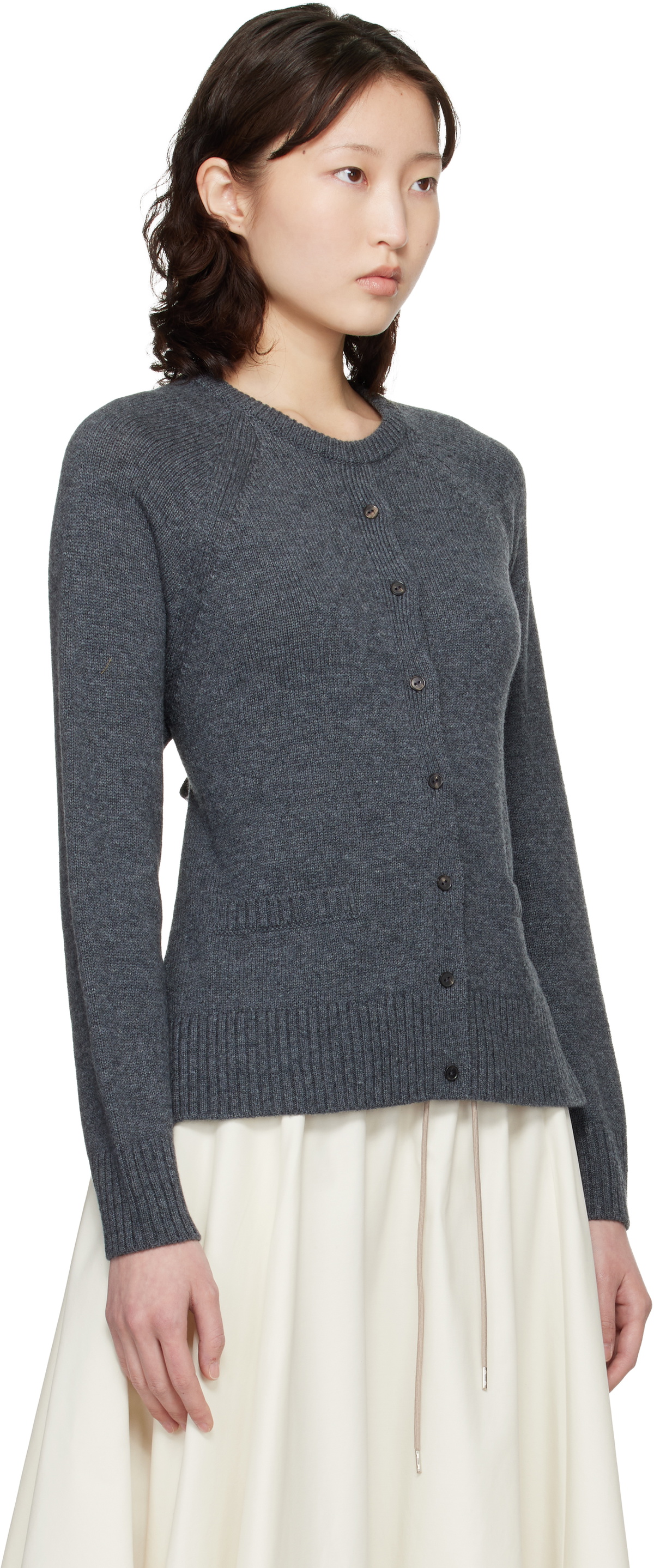 Cordera Gray Merino Wool Open-Back Cardigan
