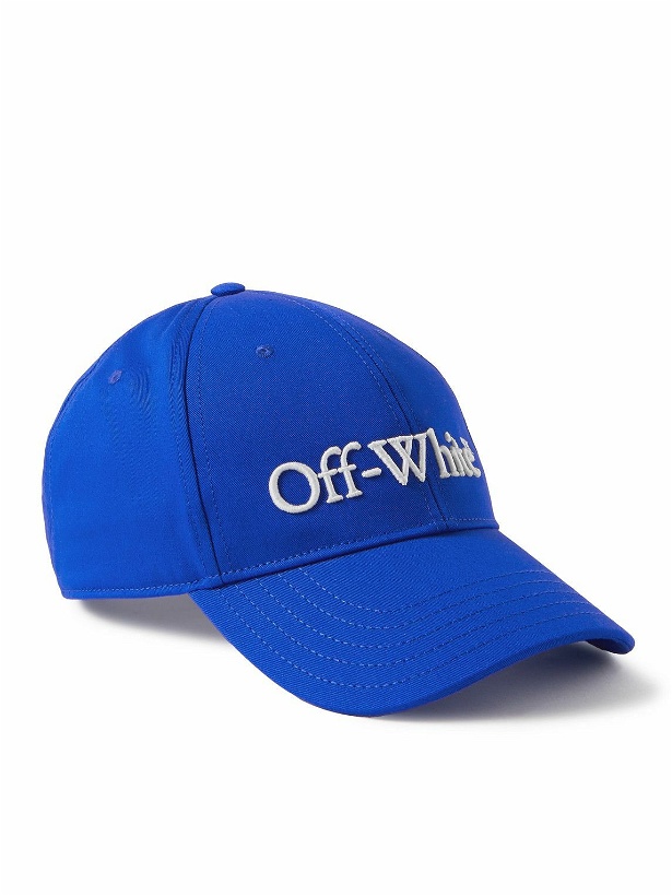 Photo: Off-White - Logo-Embroidered Cotton-Gabardine Baseball Cap - Blue