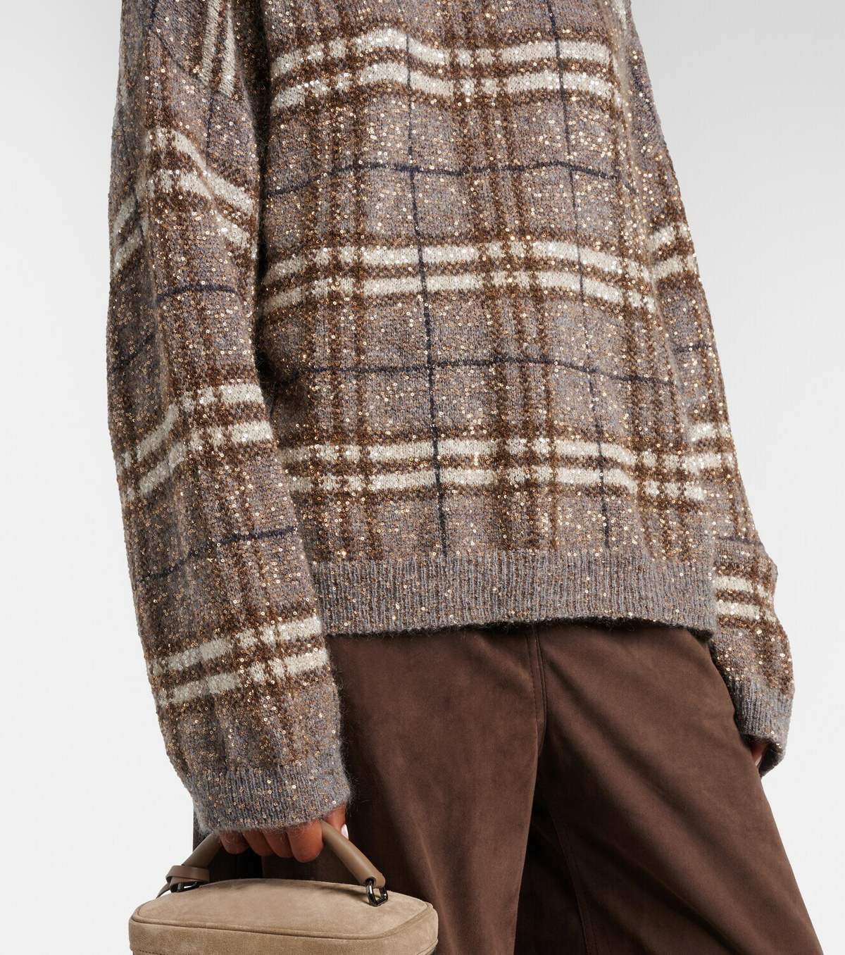 Brunello Cucinelli Checked sequined sweater