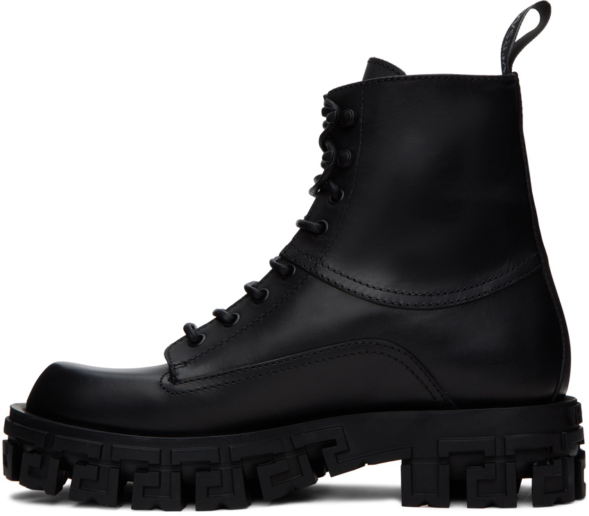 Versace Black Greca Portico Boots Versace