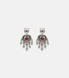 Kamyen Heart 18kt white gold earrings with rubies and diamonds