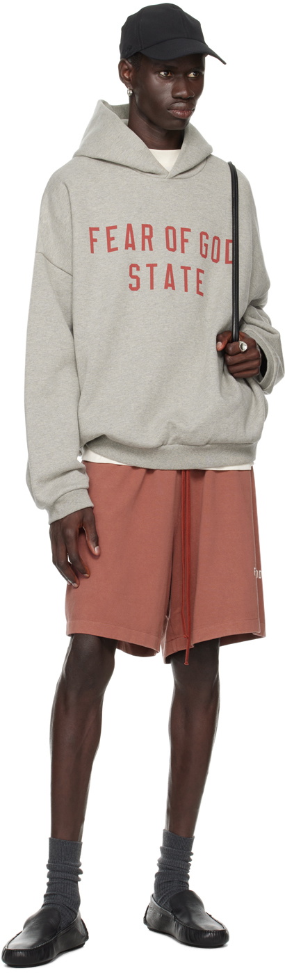 Fear of God ESSENTIALS Gray Printed Logo Hoodie