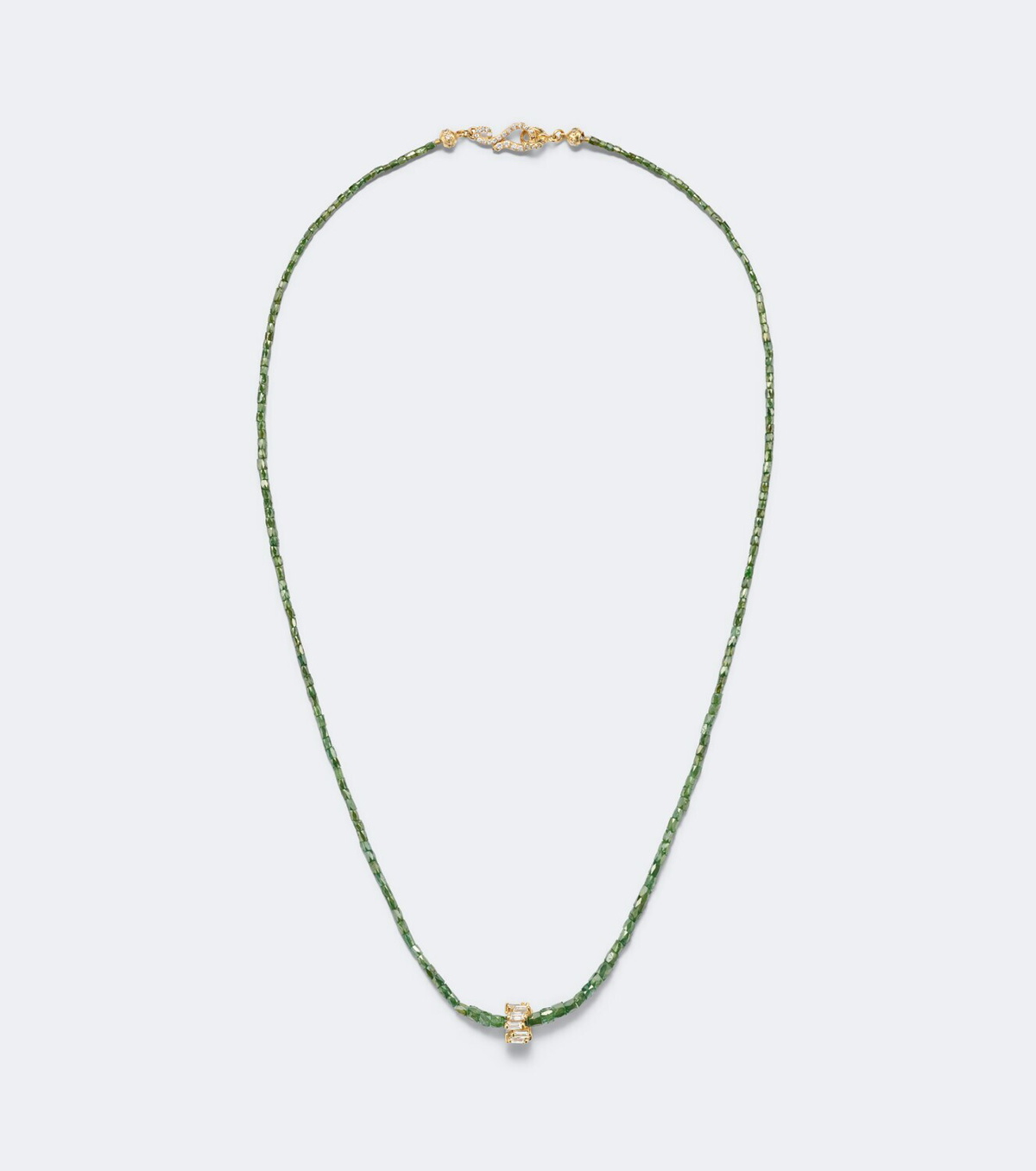 Suzanne Kalan Infinite 18kt gold beaded necklace with diamonds