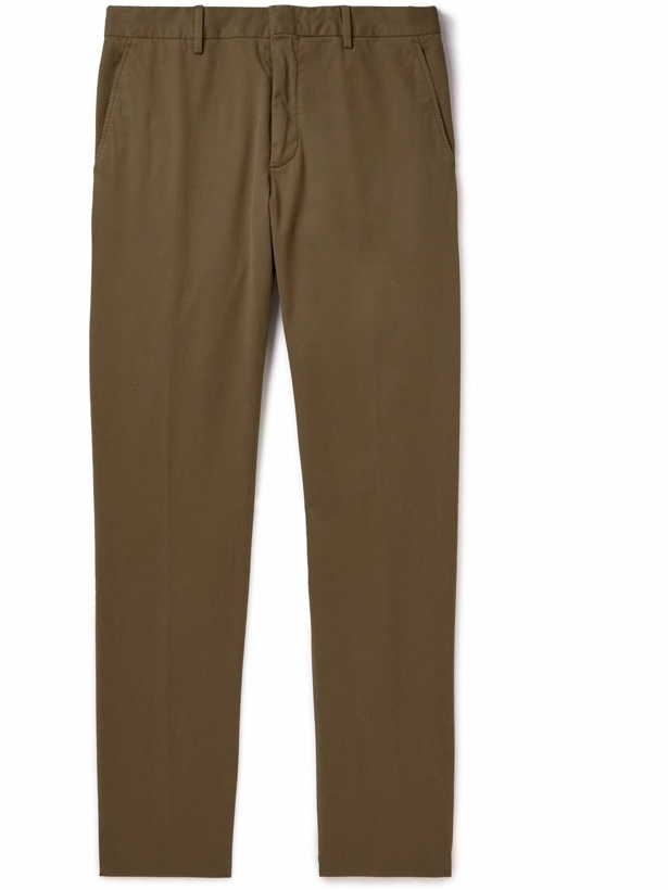 Photo: Zegna - Slim-Fit Stretch-Cotton Twill Trousers - Brown