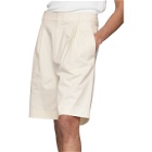Tibi Off-White Myriam Pleated Shorts