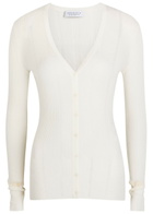 Gabriela Hearst Lillian Pointelle Wool Cardigan Ivory