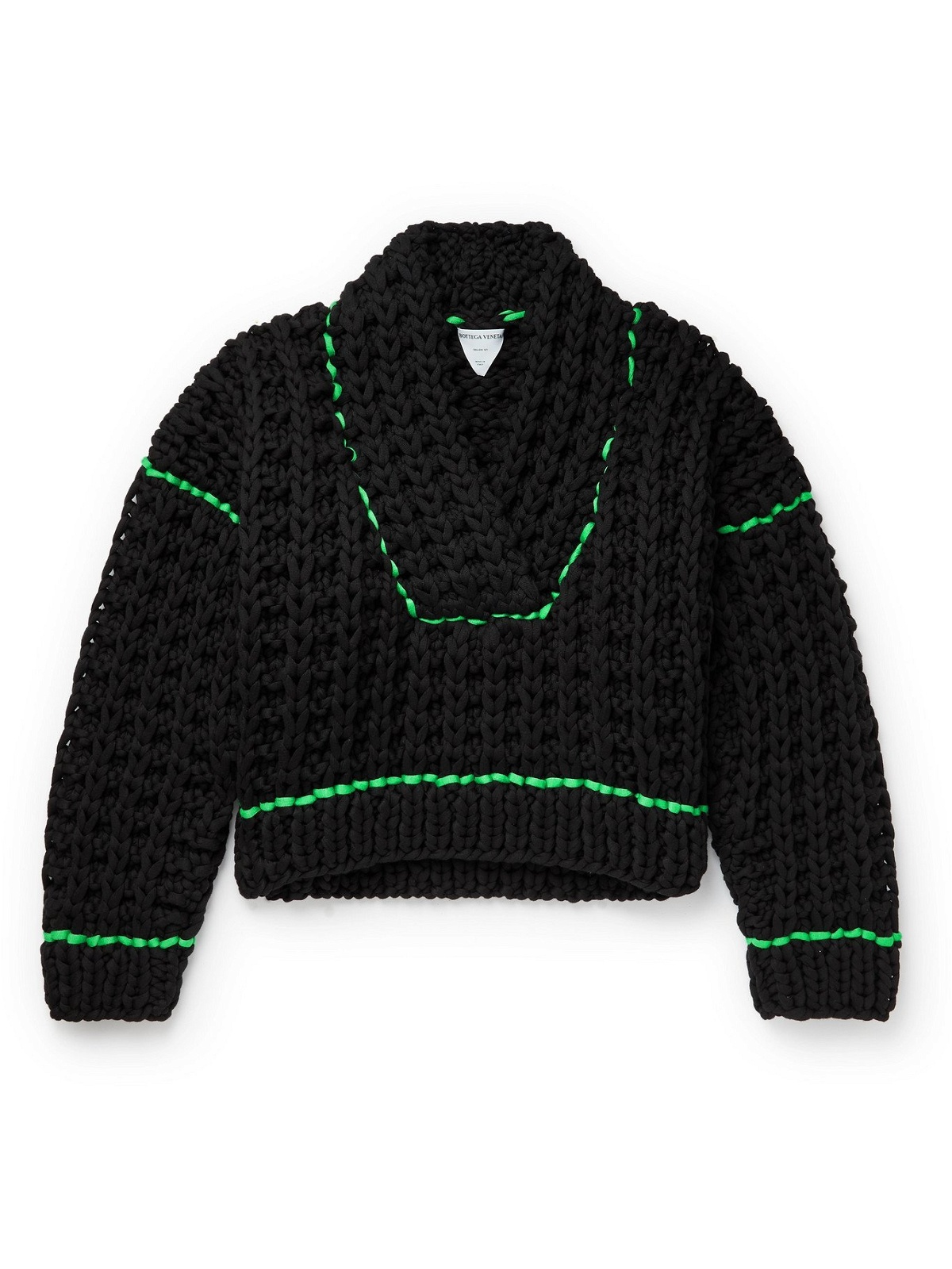 Photo: BOTTEGA VENETA - Contrast-Detailed Waffle-Knit Sweater - Black - M