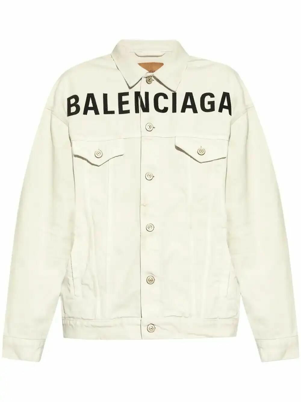 Balenciaga White Denim Logo Jacket Balenciaga