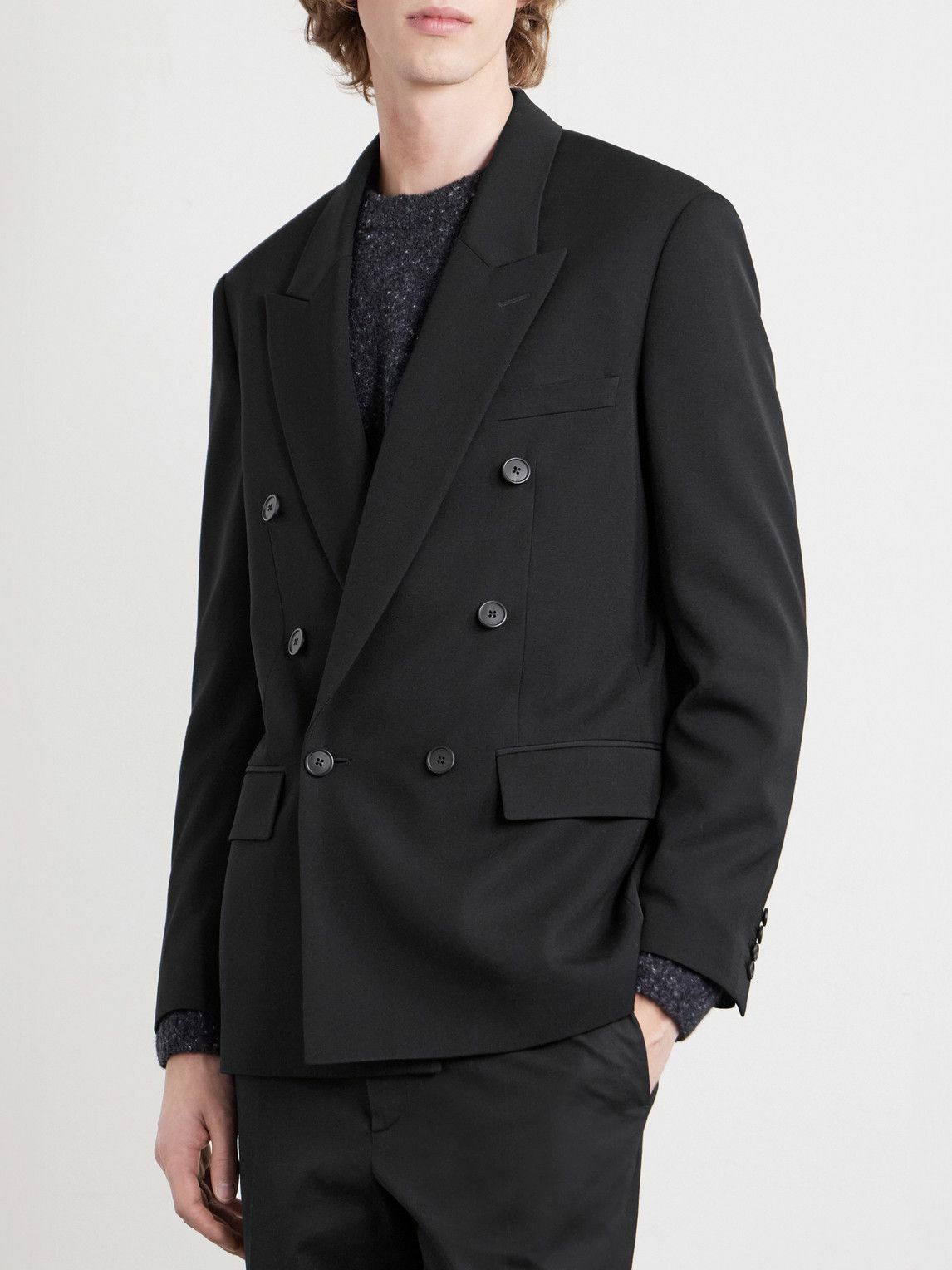 The Row - Perin Double-Breasted Wool-Gabardine Blazer - Black