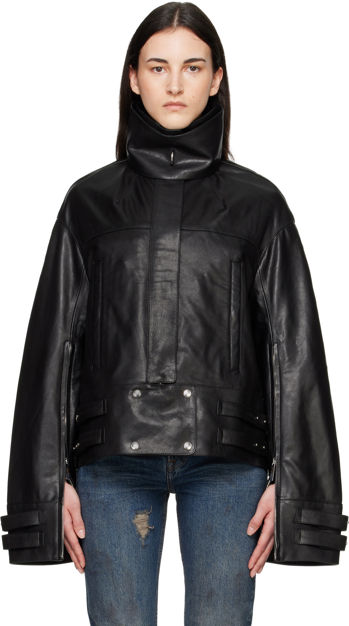 Namacheko Brown Wool Tailored Biker Jacket Namacheko