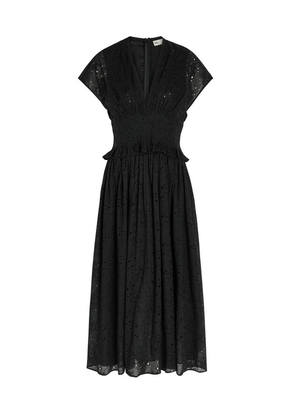 Photo: Tory Burch Embroidered Cotton Midi Dress Black