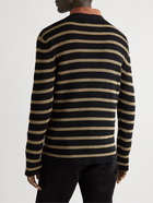 Barena - Biba Senal Striped Ribbed Linen and Cotton-Blend Sweater - Black