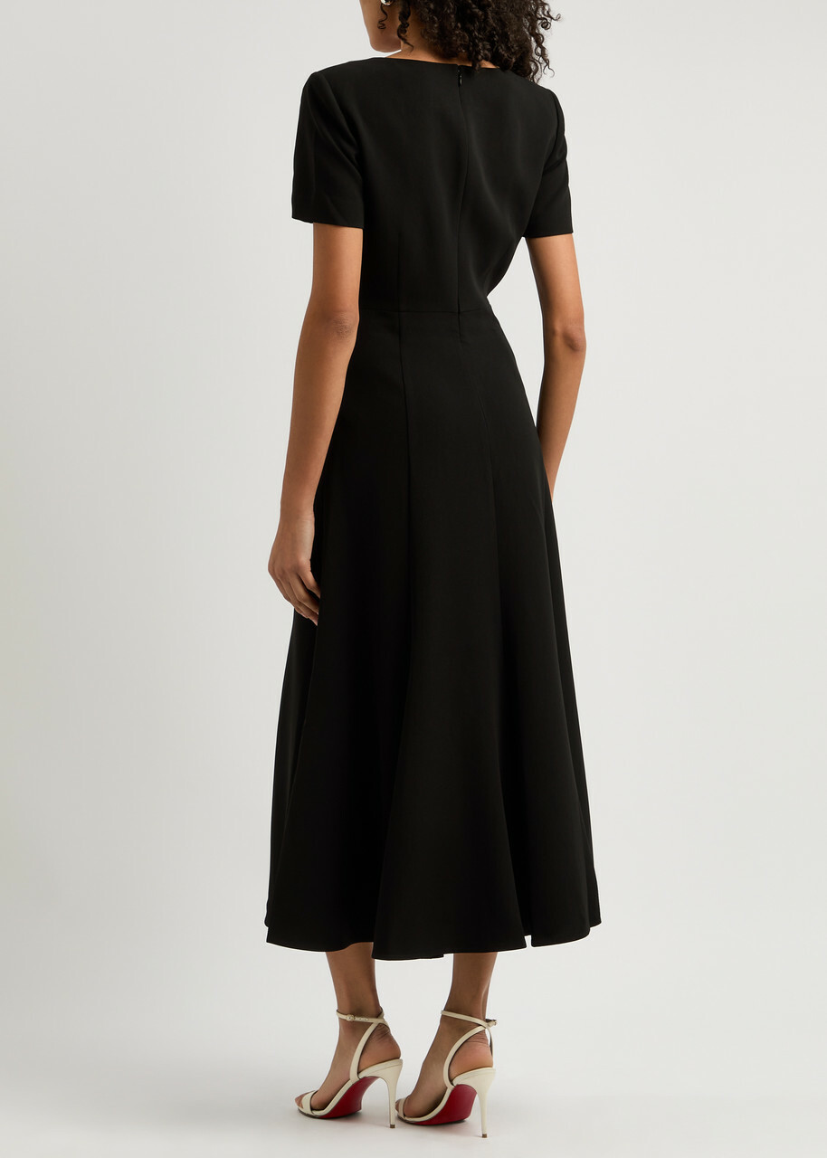 Roland Mouret Crepe Midi Dress Black And White Roland Mouret