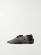 TOM FORD - Steven Grosgrain-Trimmed Croc-Effect Leather Loafers - Brown
