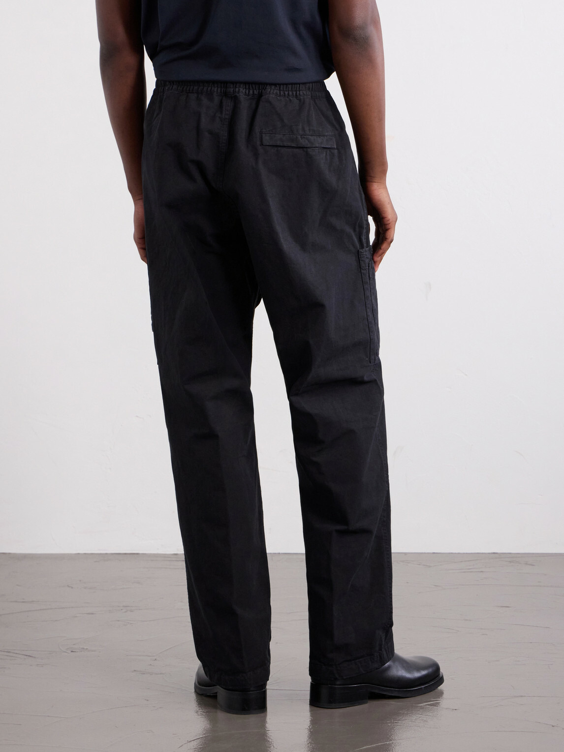 Stone Island - Wide-Leg Cotton Ripstop Cargo Trousers - Black