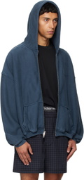 Alexander Wang Blue Graphic Logo Zip Hoodie