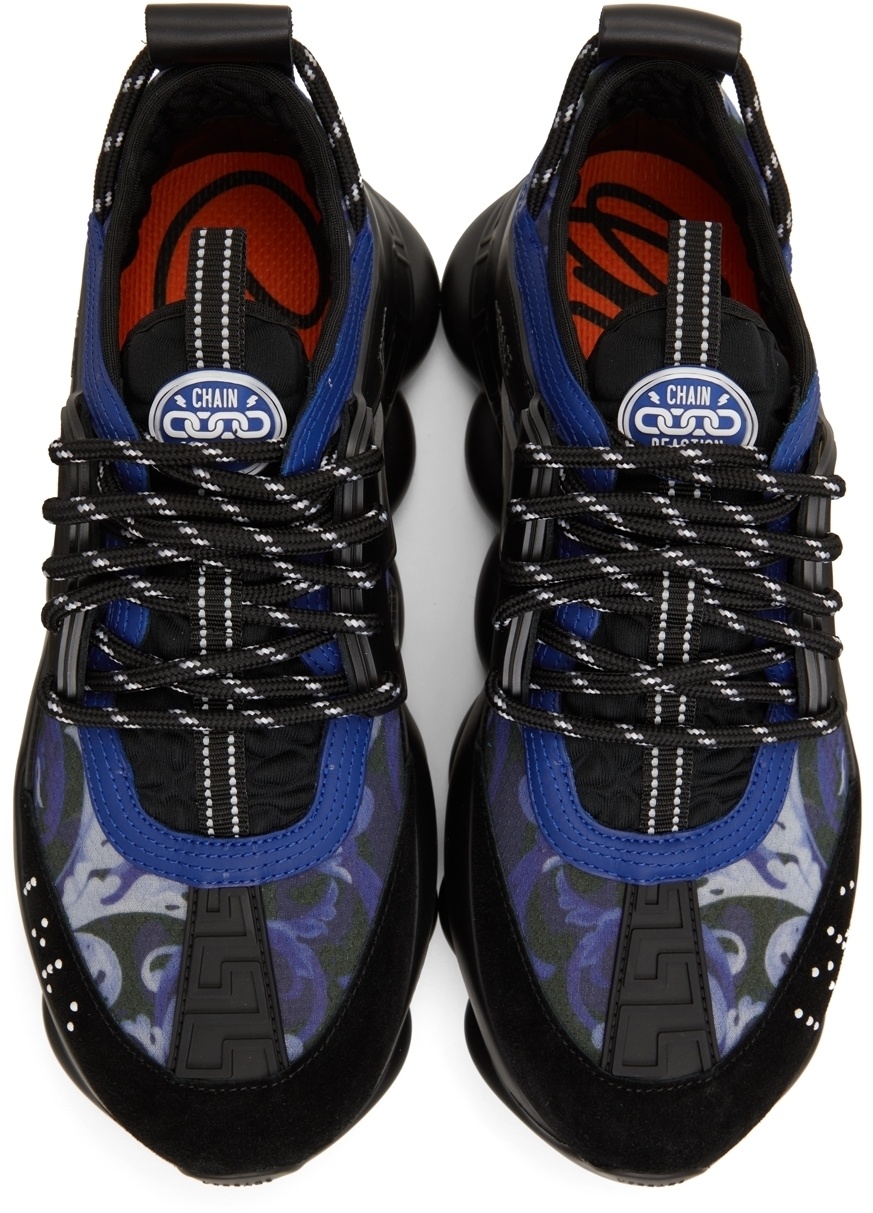 Versace Black Panelled Chain Reaction Sneakers for Men