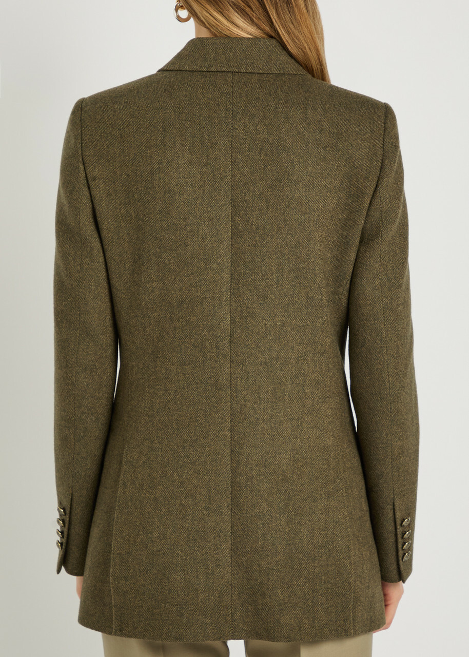 Nili Lotan Weston Double-breasted Wool Blazer Khaki